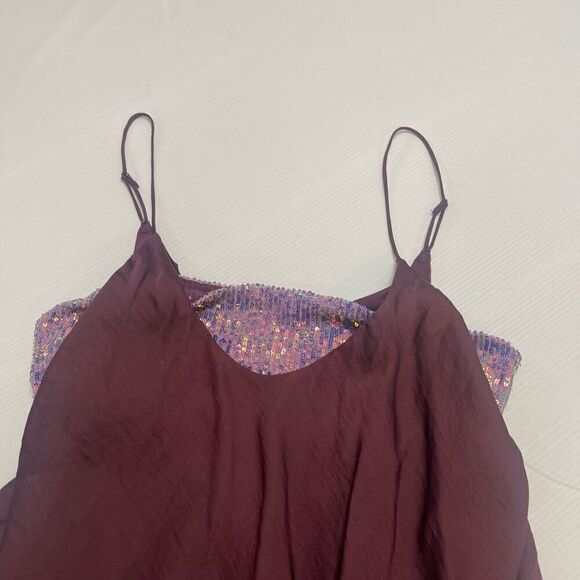 NWT Intimately Free People Dark Purple Sequin Combo Tank Top Size Large New - Picture 2 of 7
